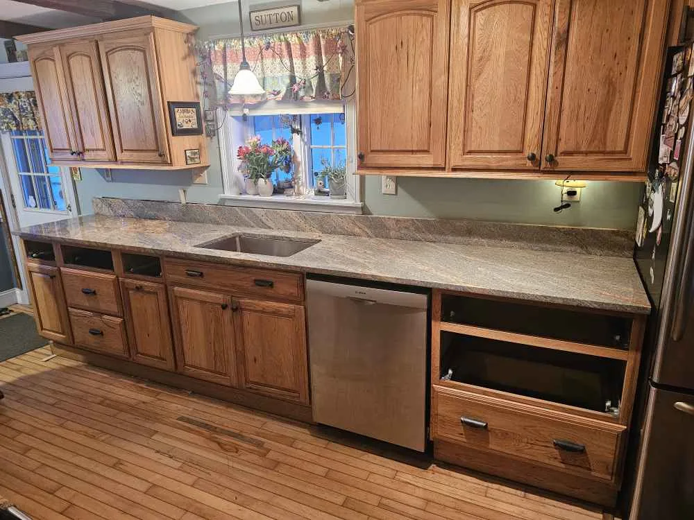 Vyara granite kitchen countertop in a South Sutton, New Hampshire home.